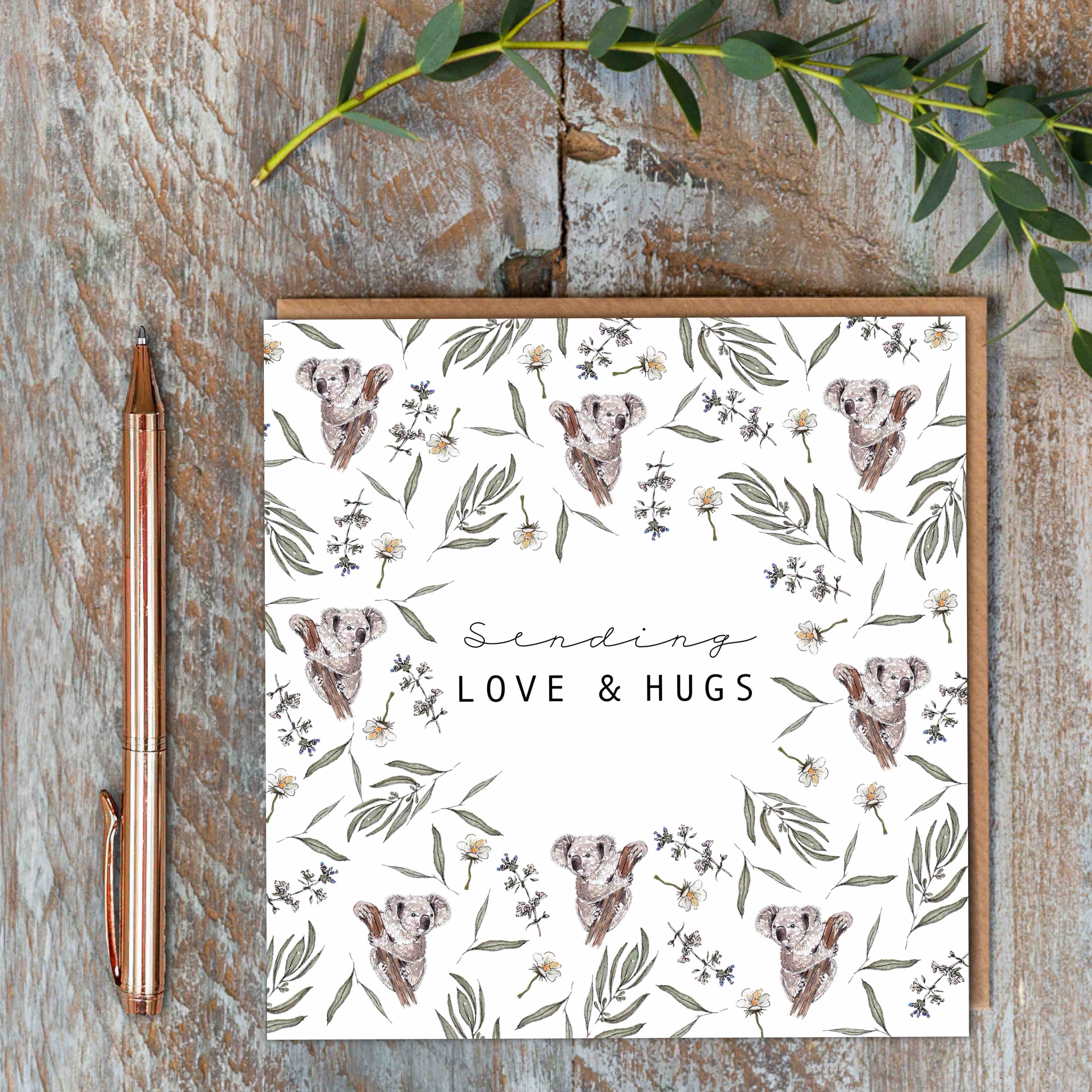 Sending Love & Hugs (Koala Pure) Card (Cello-Free) – Toasted Crumpet